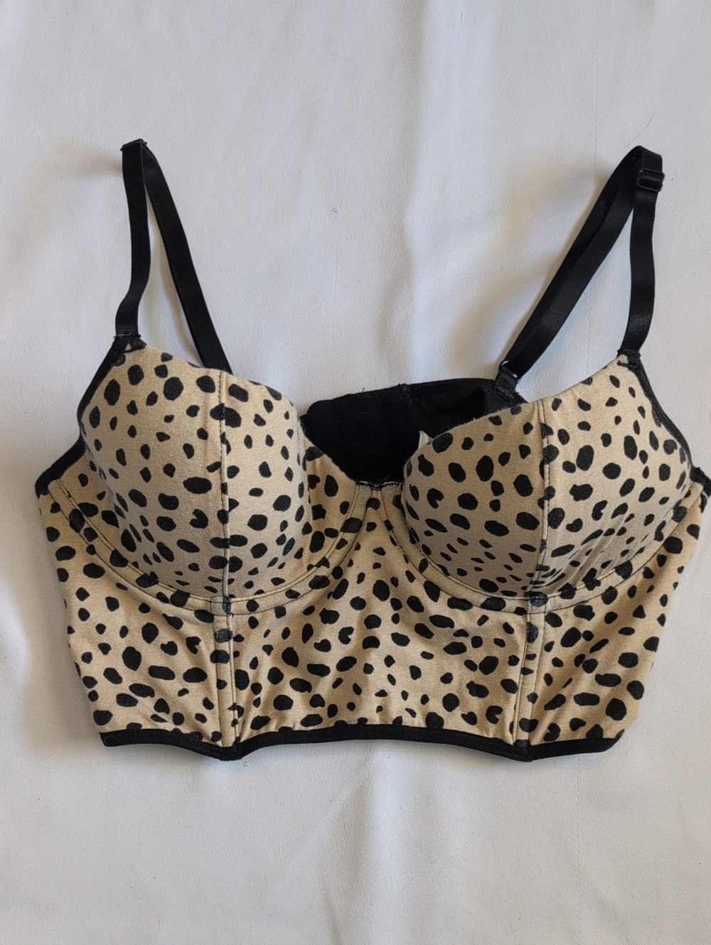 Forever 21 Beige and Black Spotted Longline Bra